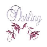 Darling script lettering, text, writing, baby pack, needle passion embroidery machine embroidery design, ART PES HUS JEF and DST formats